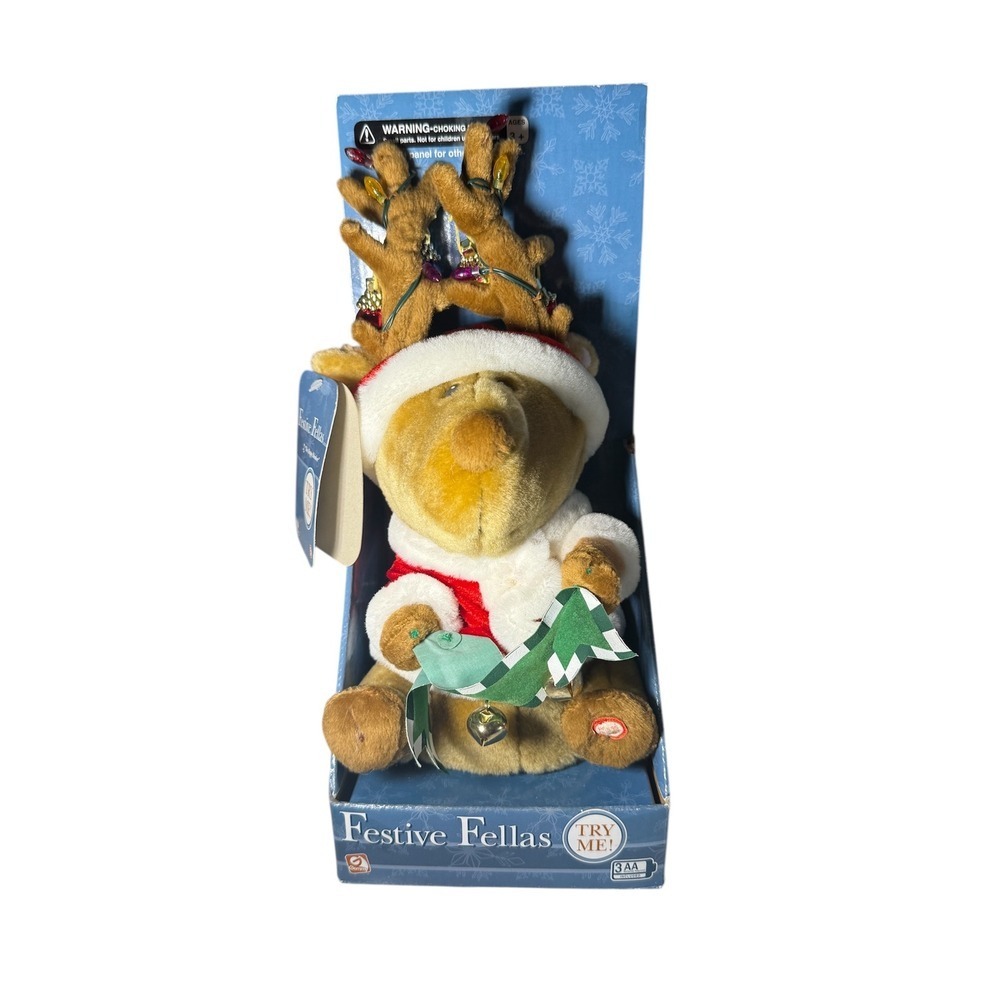 Gemmy 2004 Festive Fellas Animated Reindeer Singing/Dancing – New in Box-Tested